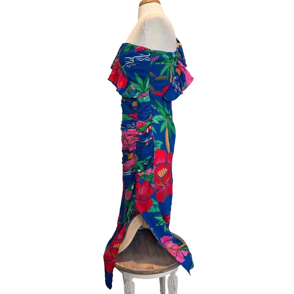 FARM Rio for Anthropologie One Shoulder Maxi Dress Floral Tropical Size Small - Picture 6 of 13